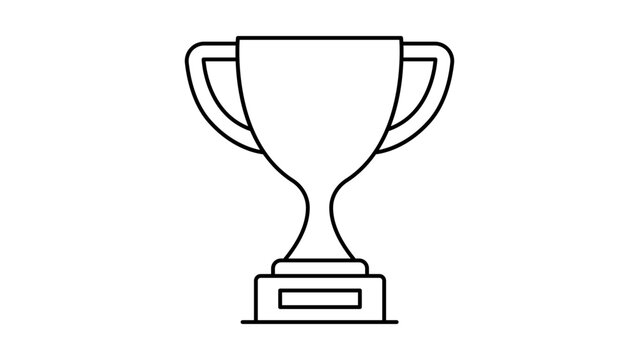 Minimalist black line vector icon of a classic trophy cup on a white background. This scalable outline illustration represents success, achievement, victory, and winning in sports or business.