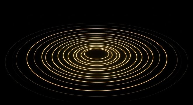 Golden concentric rings on dark background with subtle glow concentric background abstract