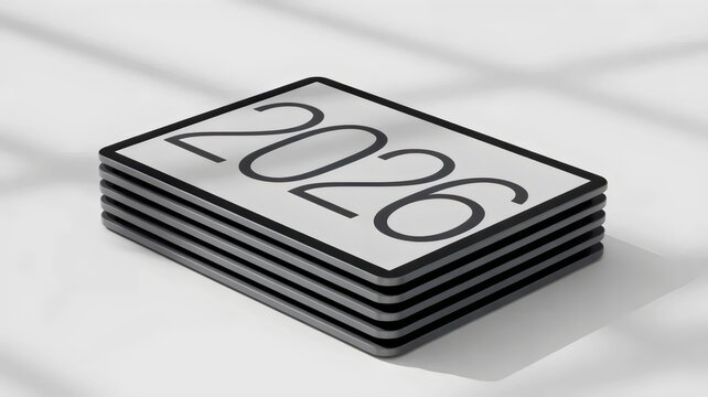 Ultra-thin e-paper tablet stack displaying 2026 &ndash; Suitable for education innovation, publishing tech, or reading devices