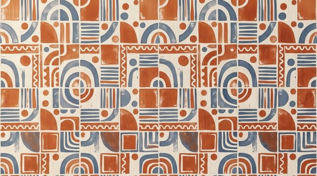 Geometric Tile Patterns: A captivating pattern featuring a mosaic of geometric shapes in complementary colors. The abstract design creates a visually engaging tile.