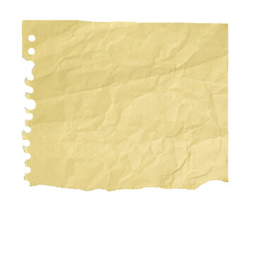 Crumpled Yellow Paper Scrap with Perforations