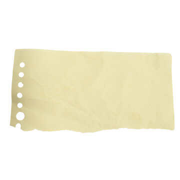 Torn Yellow Note Paper with Holes, Isolated