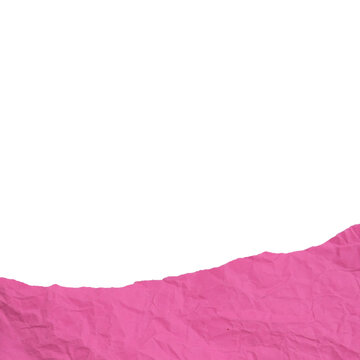 Pink Crumpled Paper Edge on White Background