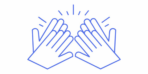Fototapeta premium Hands clapping with radiating lines a minimalist celebratory illustration
