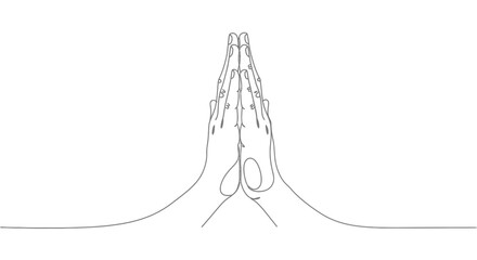 Obraz premium Minimalist Line Art Praying Hands Gesture
