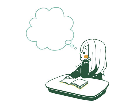 考え事をしている女子学生