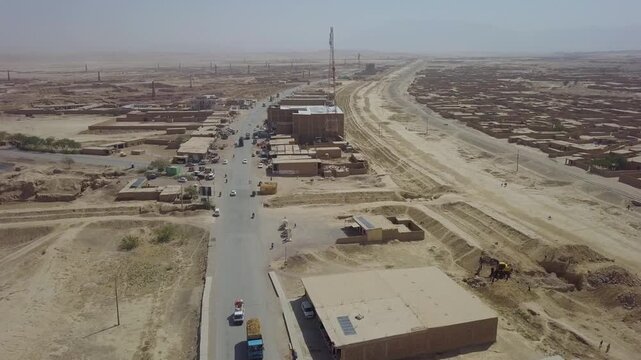 Aerial view of Chaman city in Balochistan Pakistan with urban landscape top drone view still shot