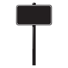 Fototapeta premium Blank black rectangular road sign silhouette on a post for custom text and information display