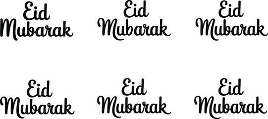 Eid Mubarak typography collection with elegant handwritten script lettering styles, black vector set for Islamic festival greeting card and branding design © Fahim Creative