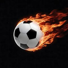 Naklejka premium Soccer Ball Flying on Fire Isolated Transparent Background