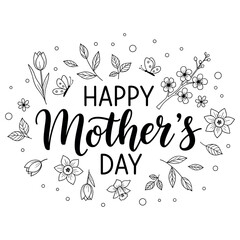 Obraz premium Mother’s Day typography decorative floral lettering design