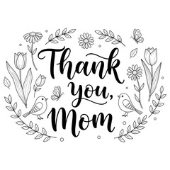 Obraz premium Mother’s Day typography decorative floral lettering design