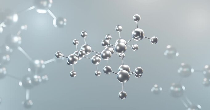 Propylhexedrine rotating 3d molecule, molecular structure of sympathomimetic stimulant seamless video
