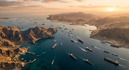 Obraz na płótnie Canvas Strait of Hormuz aerial view