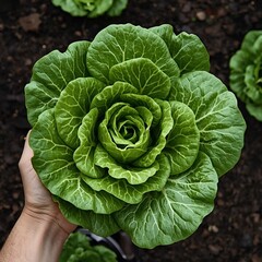 Fototapeta premium cabbage growing in the garden