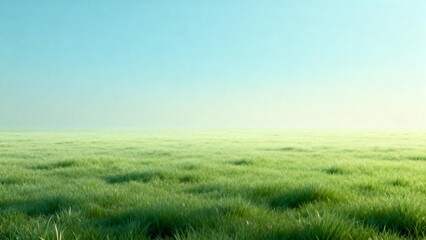 Obraz premium Green grass field under blue sky
