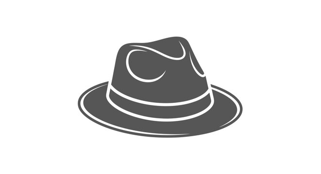 Iconic Fedora Hat Illustration in Monochrome Style, Perfect for Vintage Design Projects
