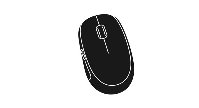 Minimalist monochrome image of a computer mouse isolated on a white background