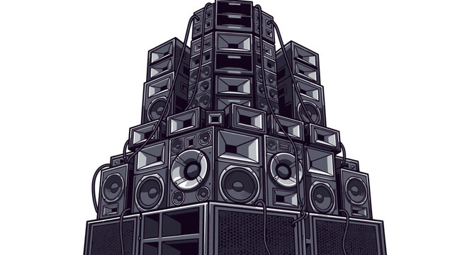 stack of speakers, sound system