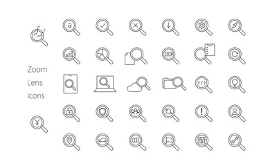 虫眼鏡アイコンセット｜検索・分析・UI用ミニマルラインアイコン集 © nabe