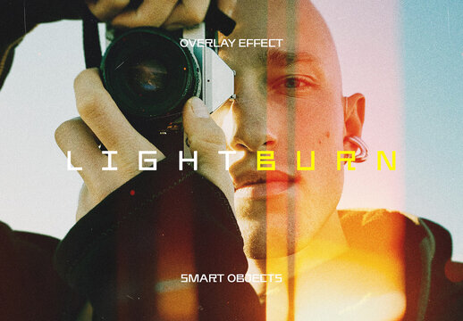 Film Burn Photo Effect &ndash; Light Leaks for Album Cover & Social Media (PSD)