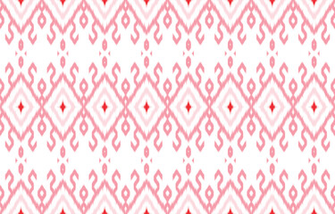 Fototapeta premium ethnic ikat seamless pattern. hand drawn craftsmanship embroidery bohemian, abstract square geographic art fabric ikat textile material design for curtain, carpet, wallpaper, clothing, Batik.