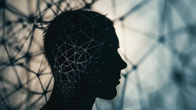 The captures a man's profile with an overlay of starry nebula-like patterns on his head and shoulders, giving the impression of a galaxy or outer space inside his mind.