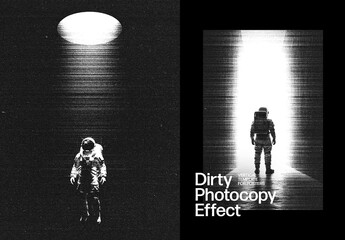 Dirty Photocopy Photo Effect – Monochrome Copier for Poster Cover & Social Media (PSD)