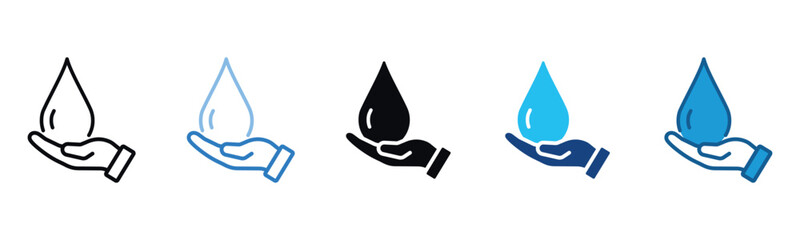 Fototapeta premium Save Water Icon Set Multiple Style Of