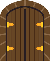 Fototapeta premium Medieval style wooden door set in a stone archway, acting as an entrance