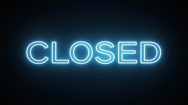 Neon light sign that spells out the word CLOSED in a bright blue color against a dark background, conveying a sense of finality or cessation of operations