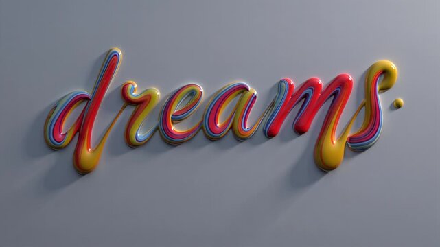 dream text with streaks of multi-colored paint