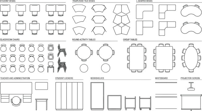 Top view restaurant seating and dining furniture floor plan vector set. Thin line caf&eacute; tables, chairs, booths and bar seating icons for CAD layouts, hospitality design and architectural plans