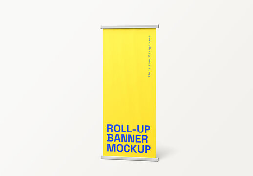 Roll-Up Banner Mockup on White Background