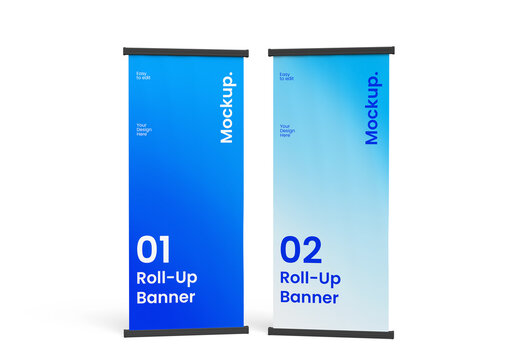 Two Vertical Roll-Up Banners Mockup
