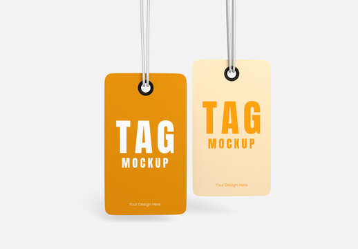 Two Hanging Price Tags Mockup