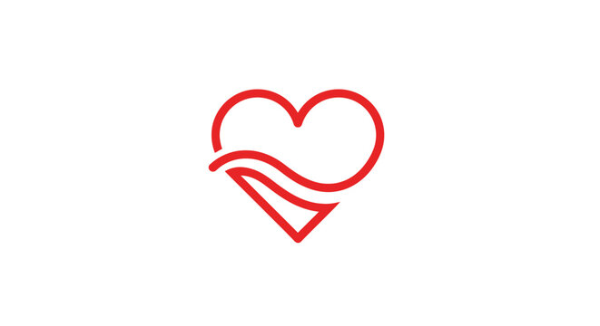 Minimalist red heart logo with stylized wave, representing love and compassion vividly