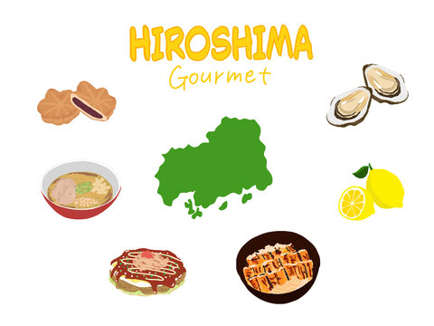 広島のご当地グルメ・名産　イラストセット	Hiroshima Gourmet