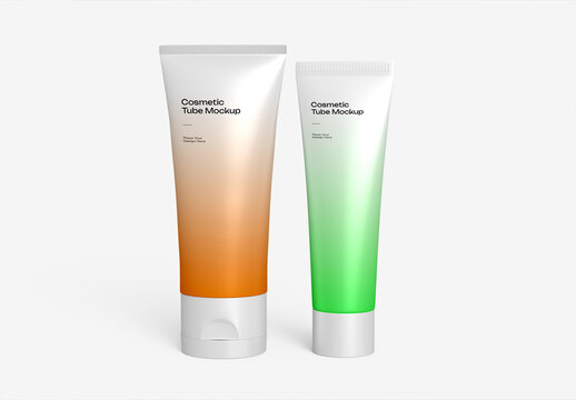 Two Cosmetic Cream Tube Mockup