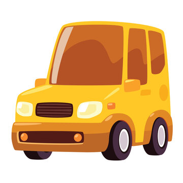 Cute Yellow Mini Cartoon Boxy Car Illustration