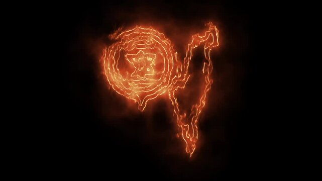 Burning Fire Israel Map Animation: Flaming Country Outline with Star of David Icon, Intense Heat Motion Graphics, Middle East Geography and Religious Symbol Video Overlay for Spiritual Projects