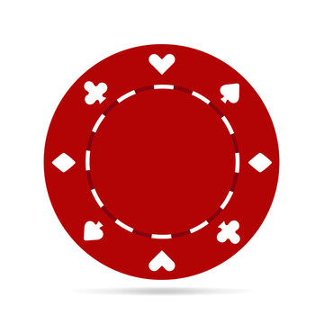 Red chip for poker and casino. 