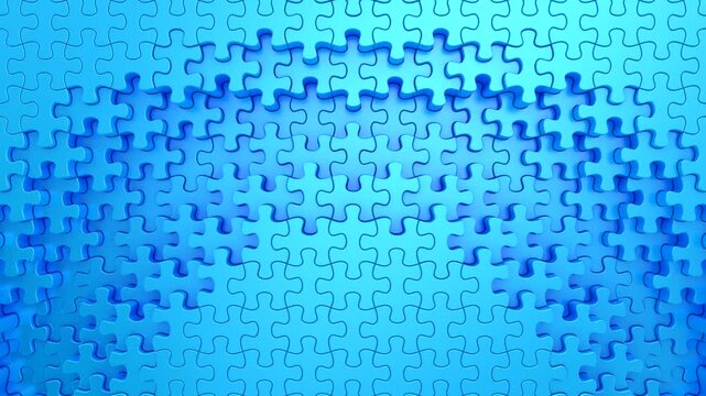 Puzzles Form a Wave. Abstract motion, two color, 3d rendering, 4k resolution
