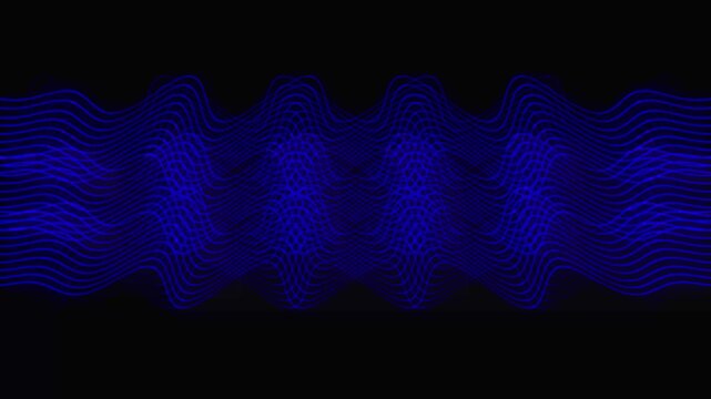 Abstract  Blue Neon Wave Lines Animation: Futuristic HUD Sci-Fi Motion Graphics Background with Glowing Frequency Ripples, Digital Network Signal Visuals for Technology and Music Video Overlays

