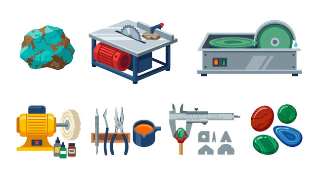 Gemstone cutting and polishing tools and equipment for lapidary work