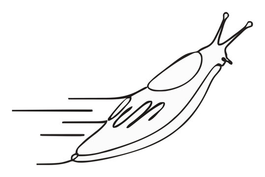 Minimalist Line Art Slug Flying Icon. Generative AI