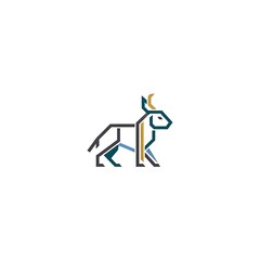 Fototapeta premium Abstract geometric line art donkey illustration with colorful segments on a white background