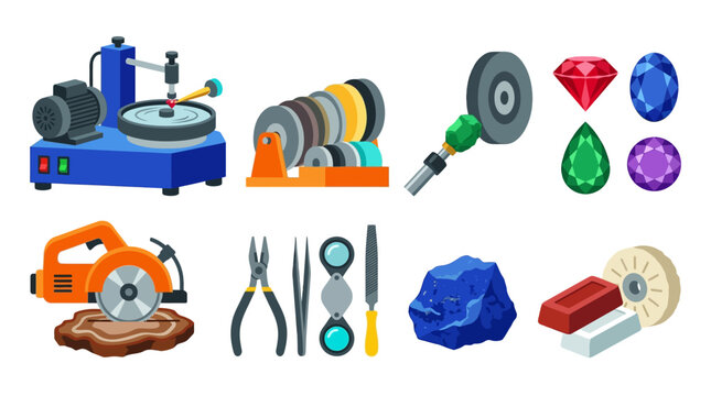 Gemstone cutting and polishing tools and equipment for lapidary work