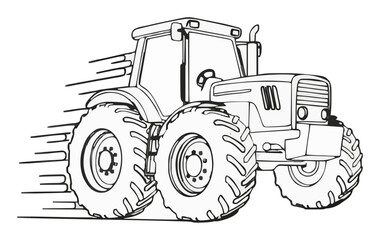 Obraz premium Minimalist Line Art Tractor Dynamic Motion Icon. Generative AI