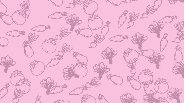 Pattern of vegetables like carrots, eggplants, and tomatoes. Suitable for food blogs, recipe books, kitchen decor, and healthy lifestyle articles.
